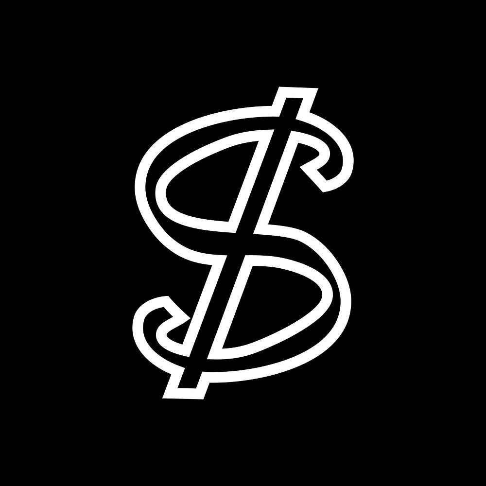 Dollar sign abstract bold white illustration