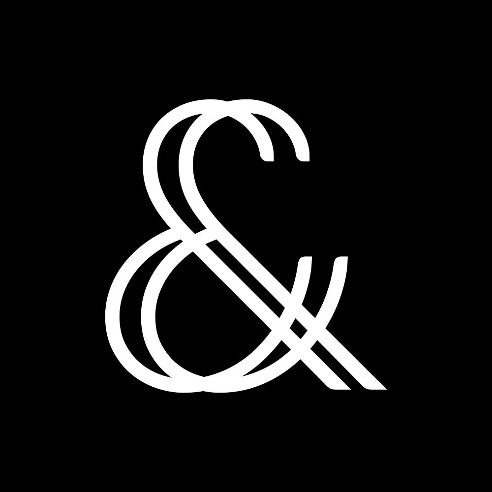 Ampersand sign abstract bold white illustration