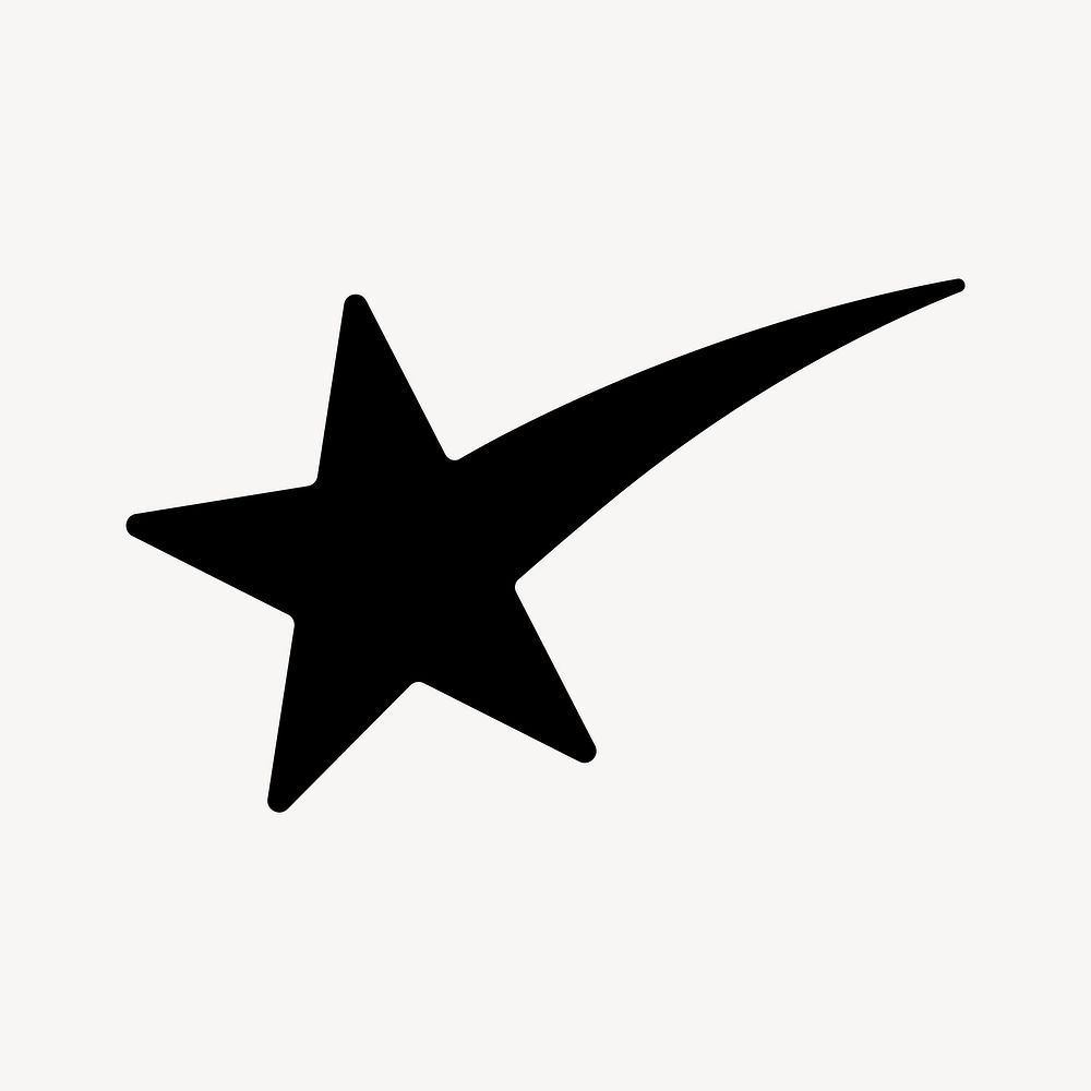 Black shooting star icon, bold shape illustration