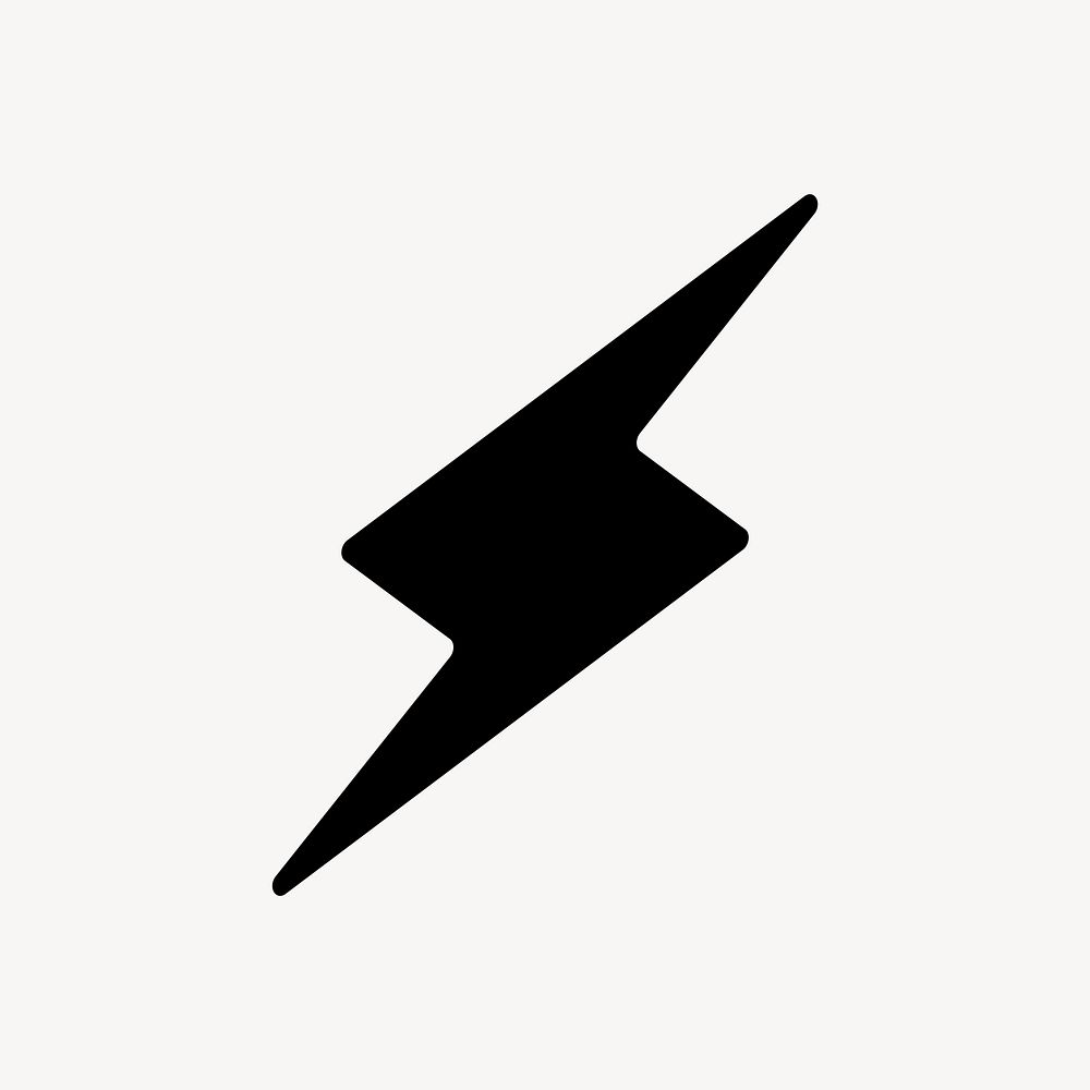 Black bolt icon, bold shape illustration