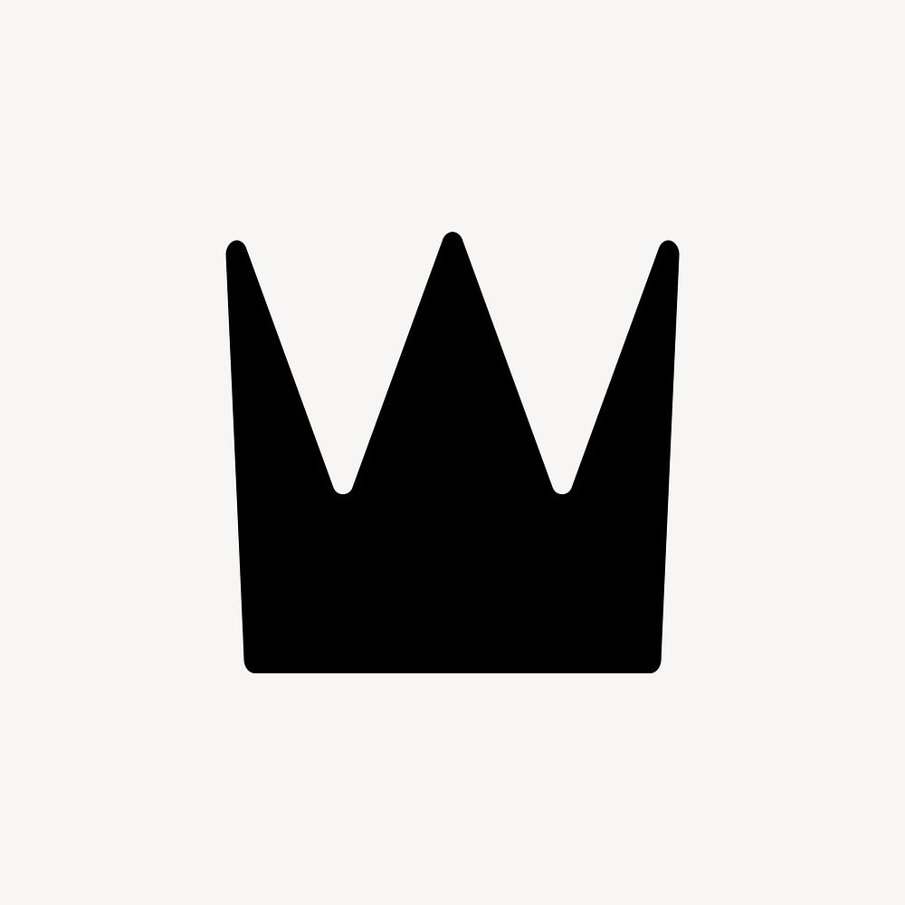 Black crown icon, bold shape illustration