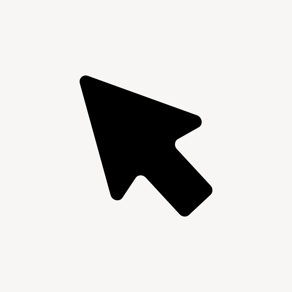 Black cursor icon, bold shape illustration