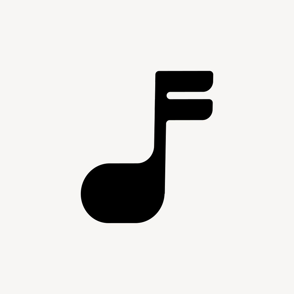 Black music note icon, bold shape illustration