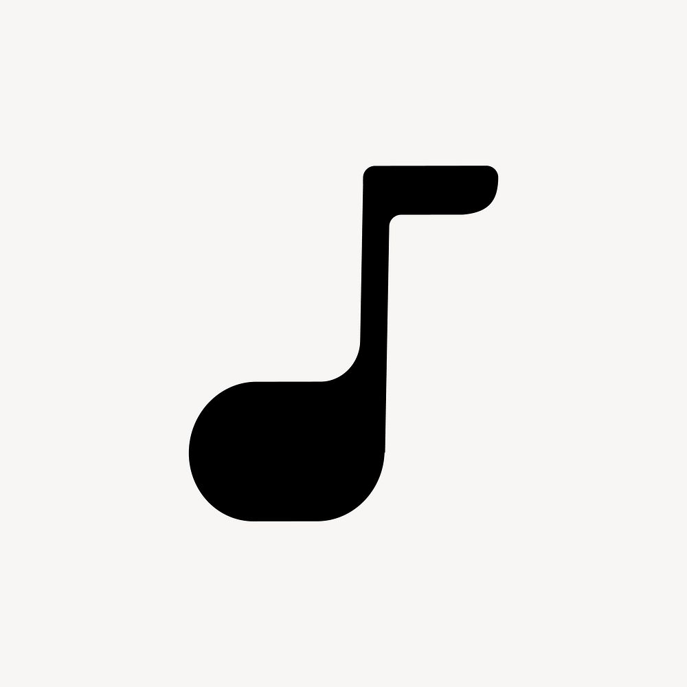 Black music note icon, bold shape illustration