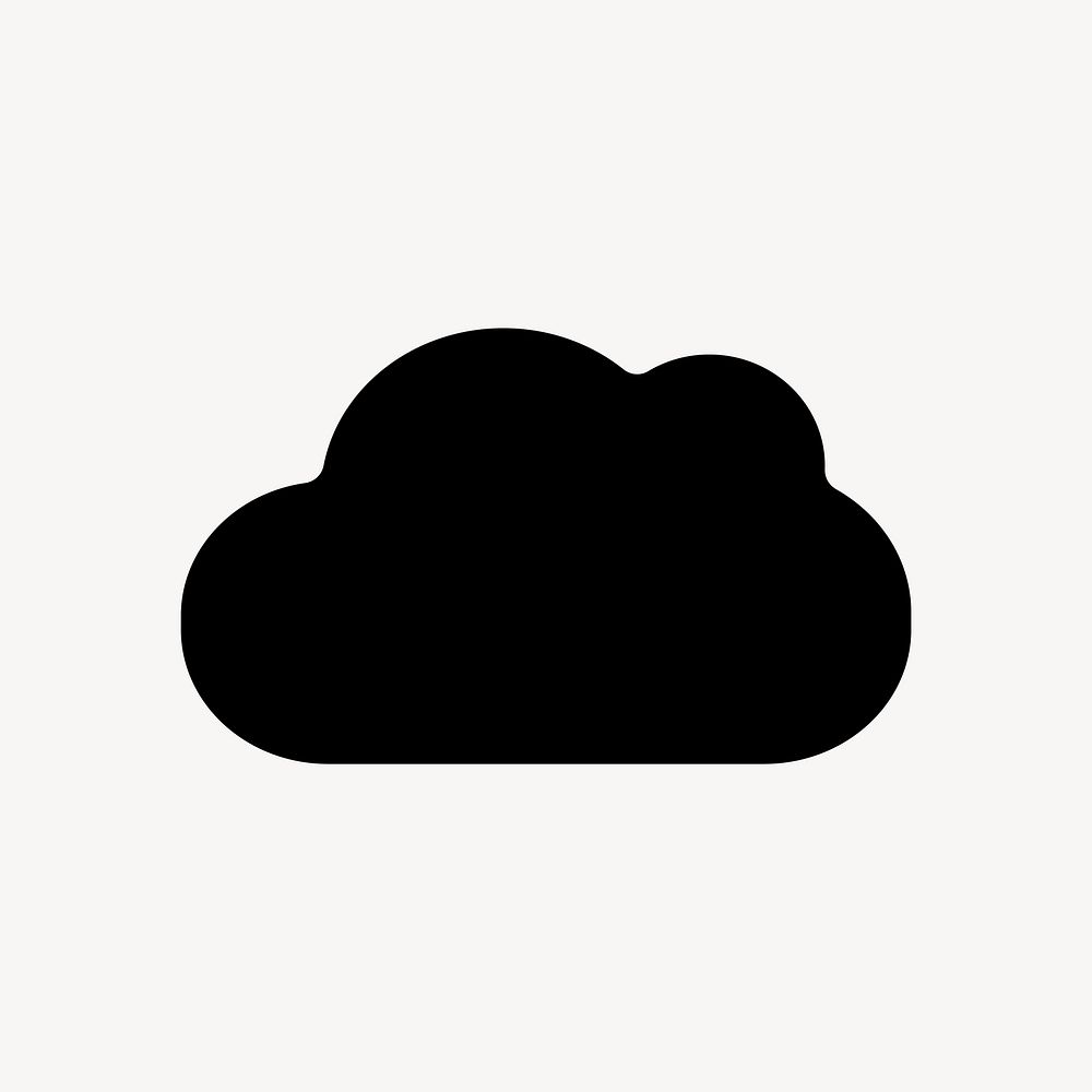 Black cloud icon, bold shape illustration