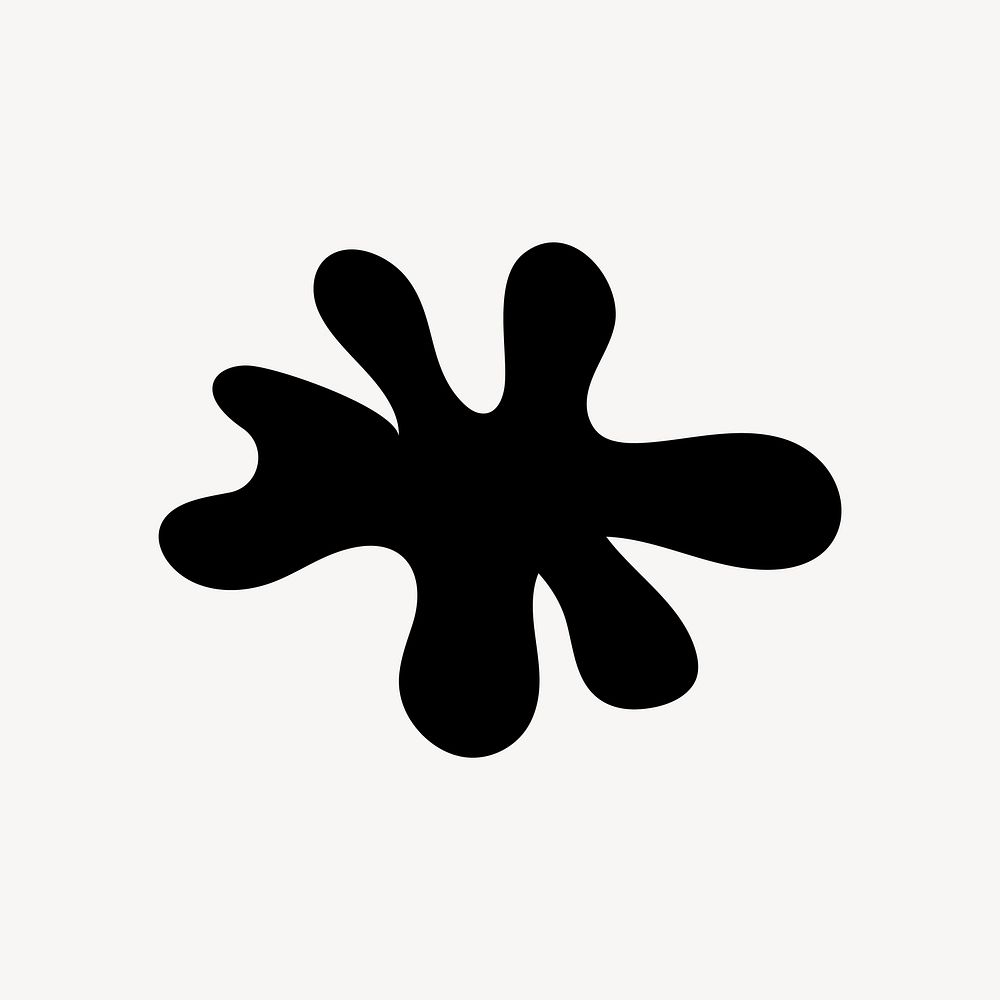 Black ink spatter icon, bold shape illustration