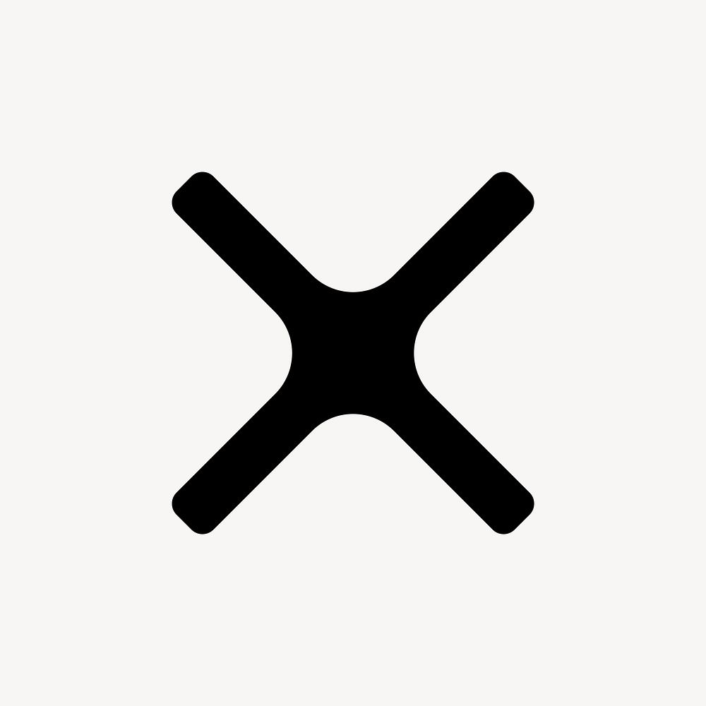 Black cross mark icon, bold shape illustration