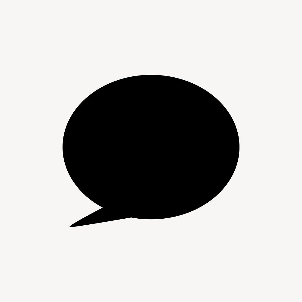 Black speech bubble icon, bold shape illustration