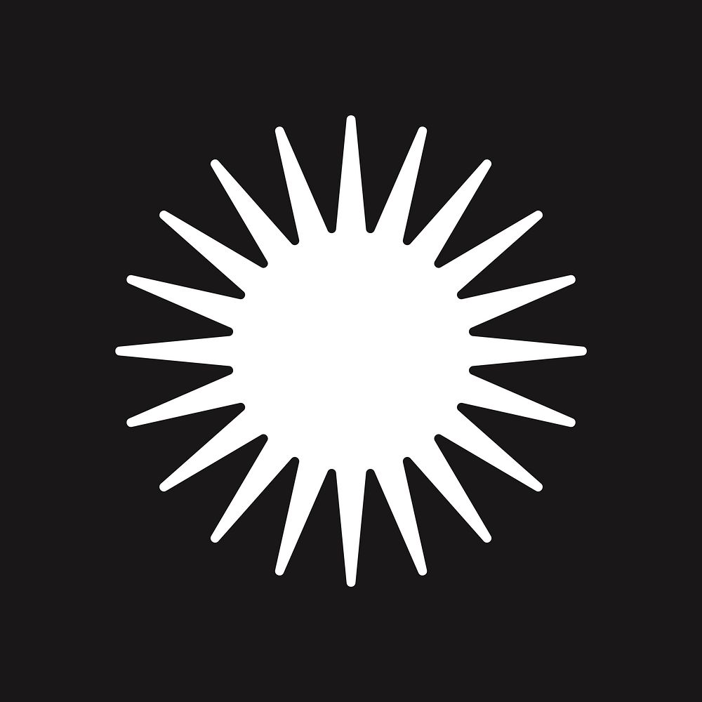White sun icon, bold shape illustration
