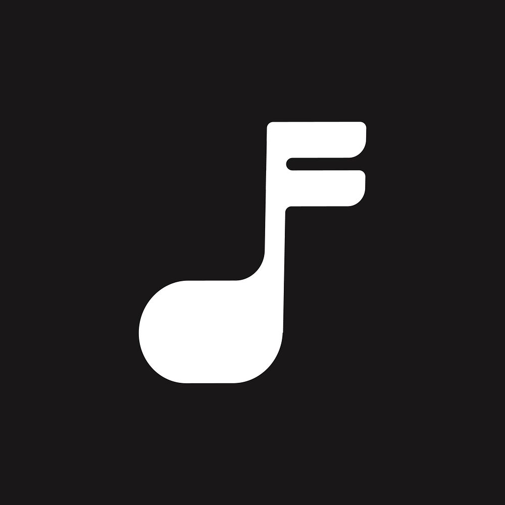 White music note icon, bold shape illustration