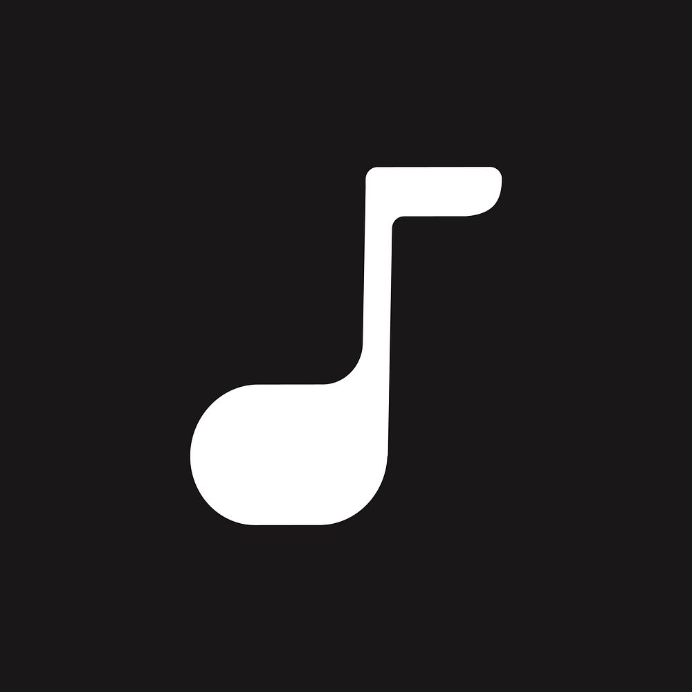 White music note icon, bold shape illustration