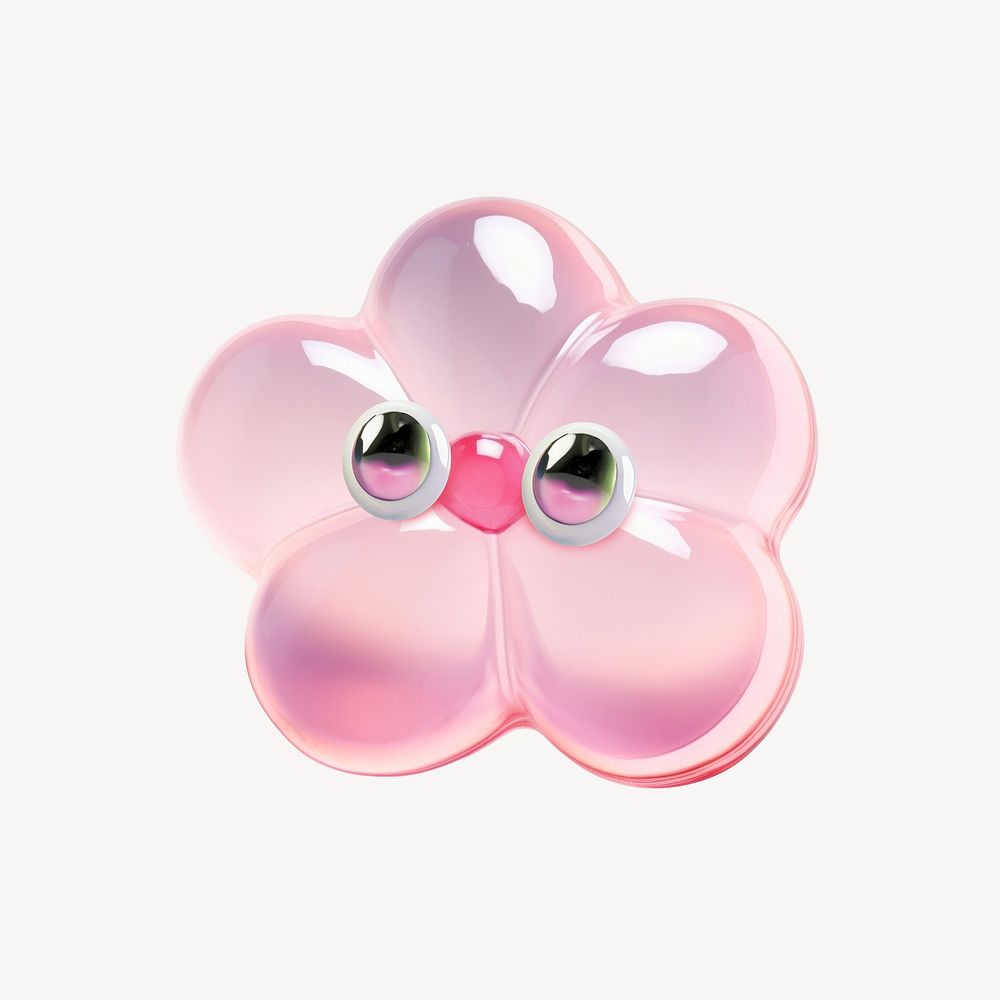 3D pink flower character illustration