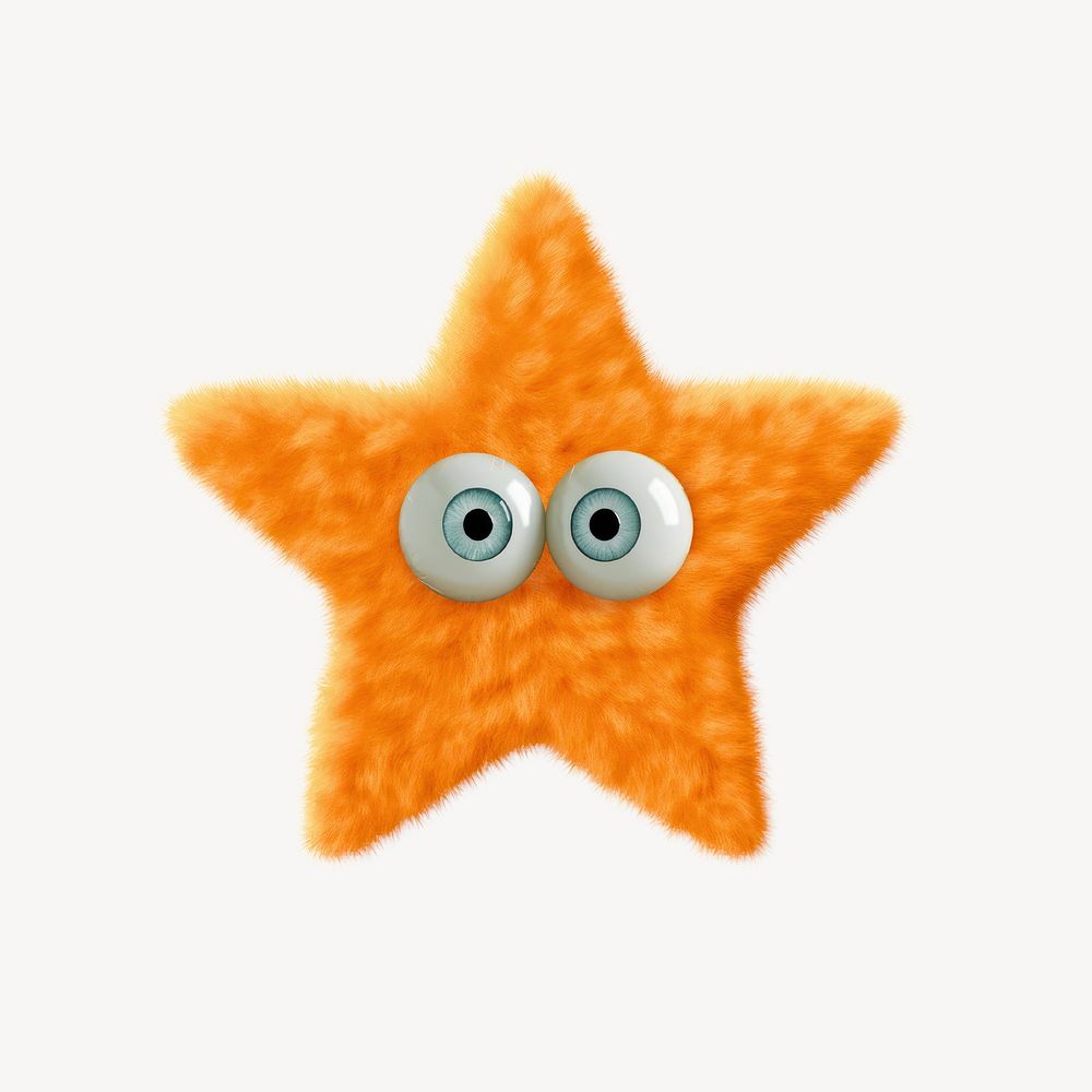 3D orange star icon character illustration