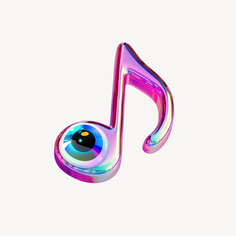 3D music note with eye illustration