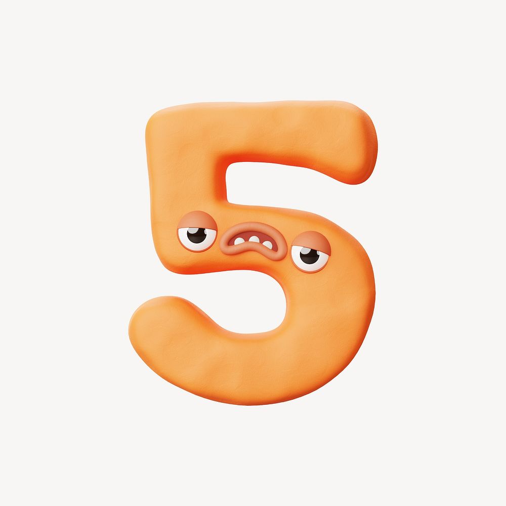 Number 5, monster character font illustration