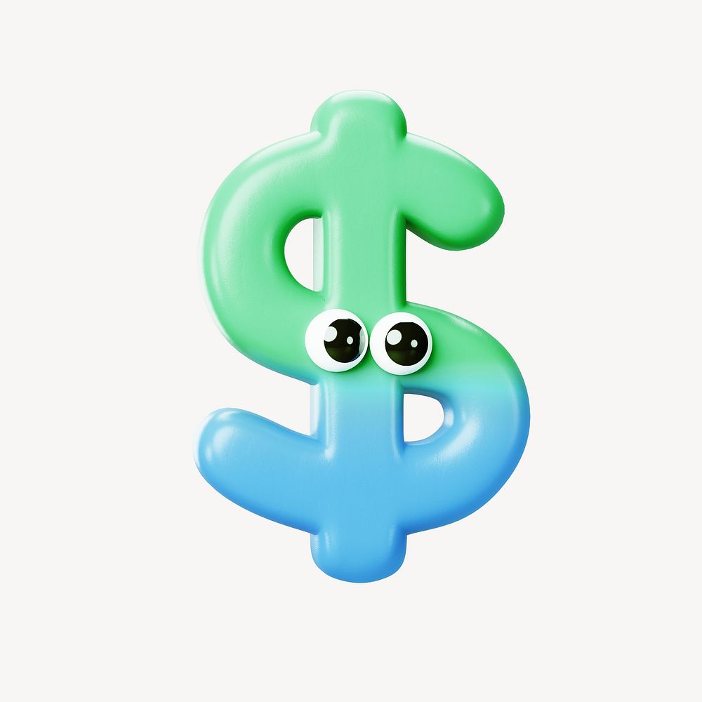 Dollar sign, character illustration