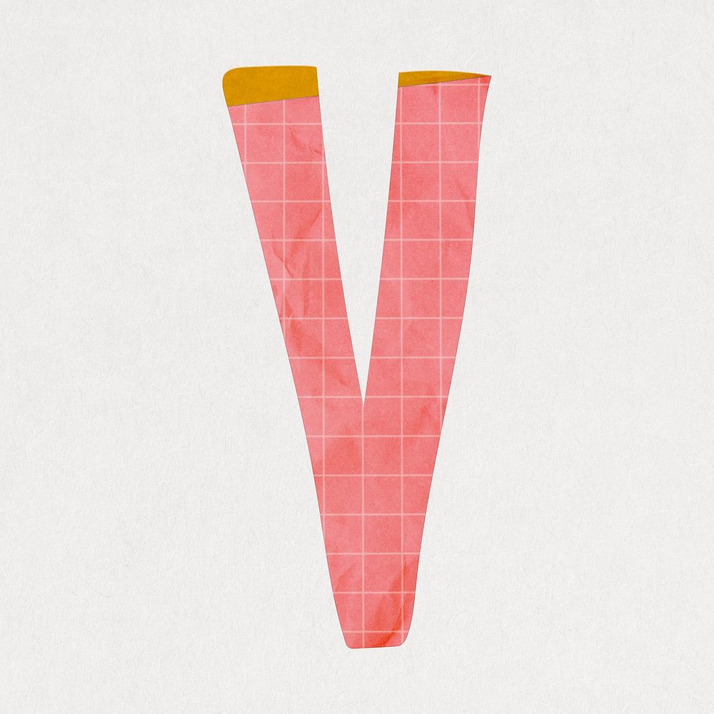 Letter V, cute paper cut alphabet illustration