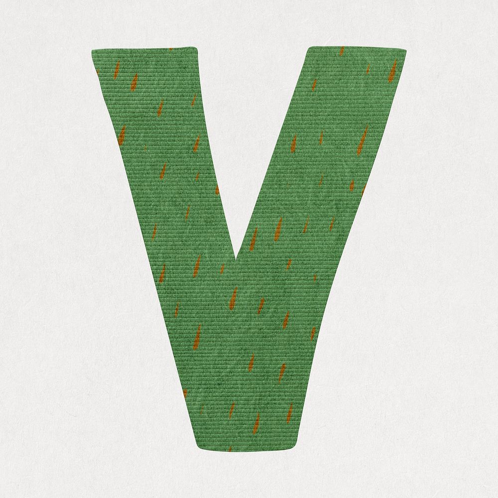 Letter V, cute paper cut alphabet illustration