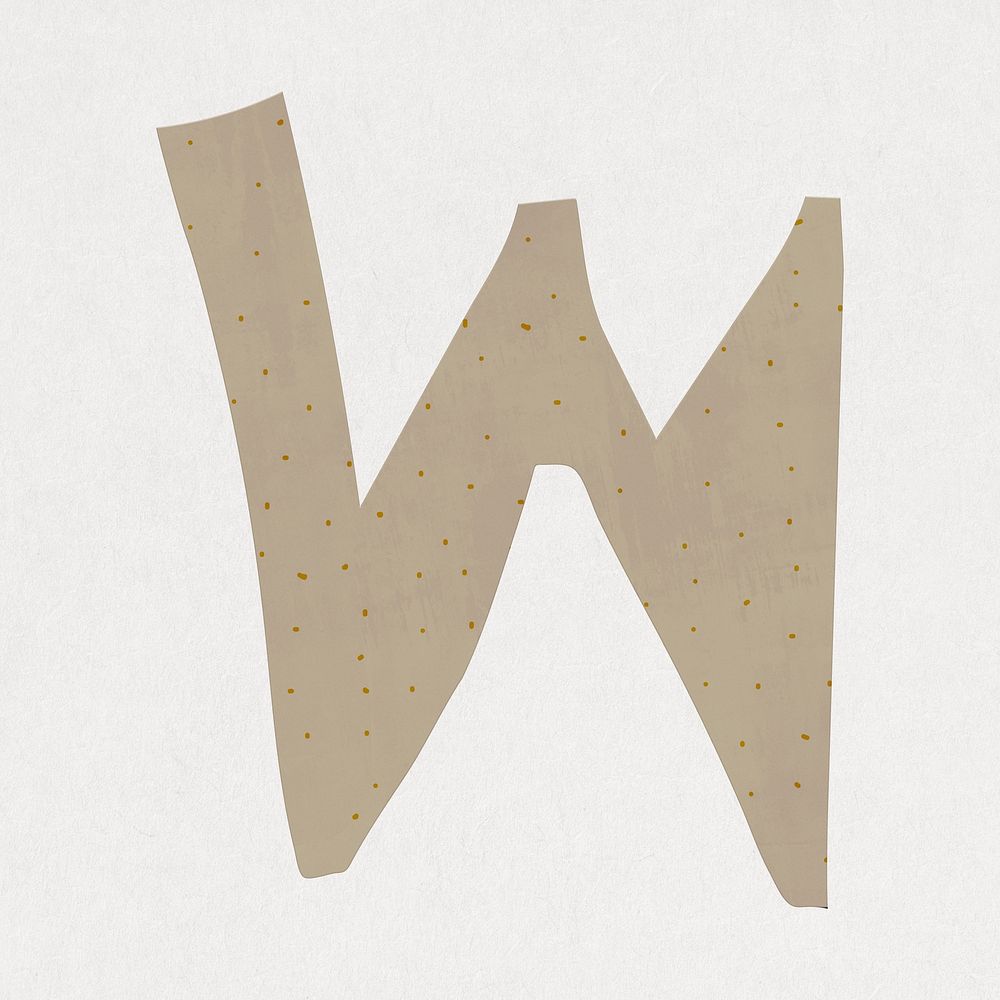 Letter W, cute paper cut alphabet illustration