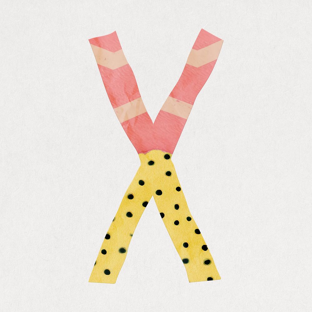 Letter X, cute paper cut alphabet illustration