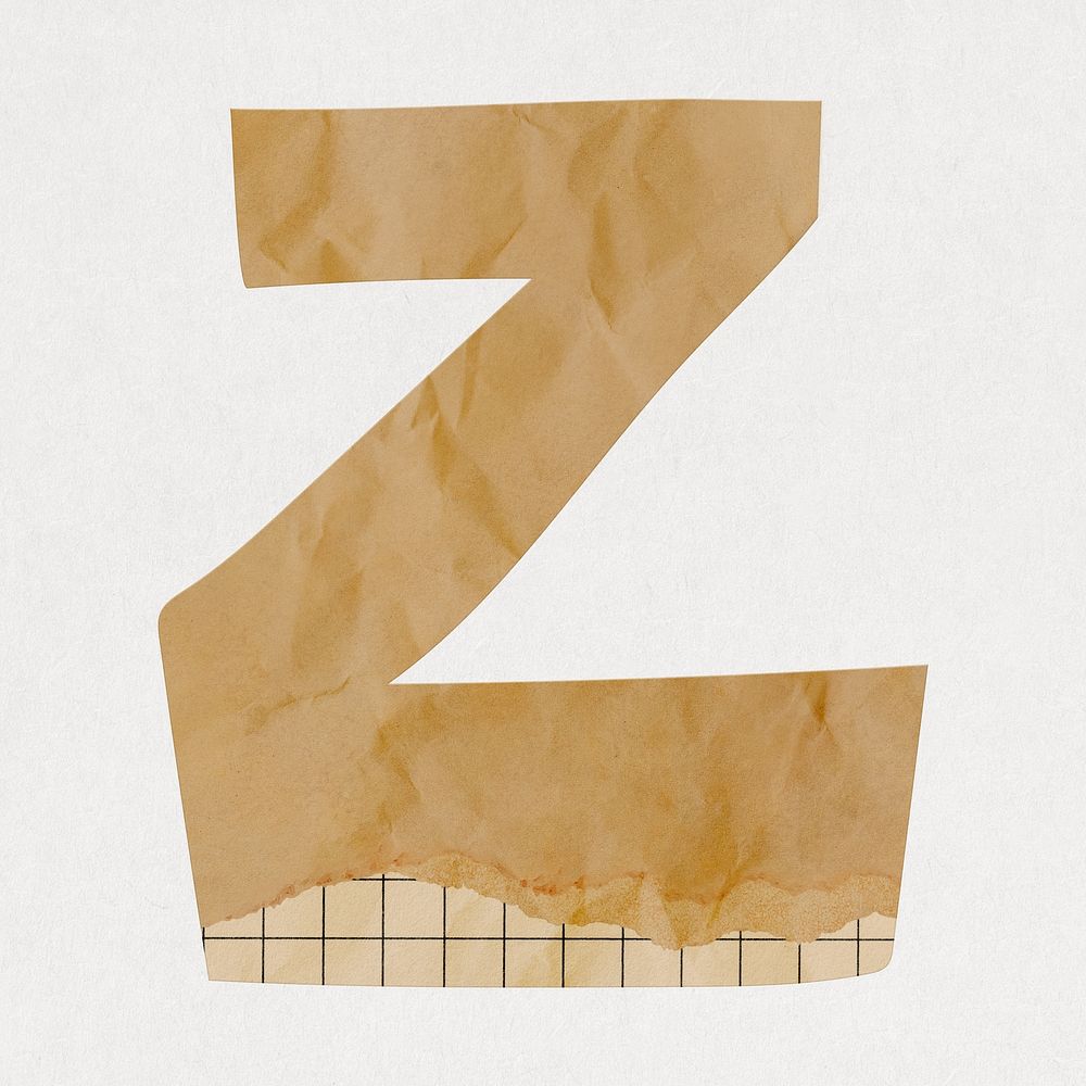 Letter Z, cute paper cut alphabet illustration
