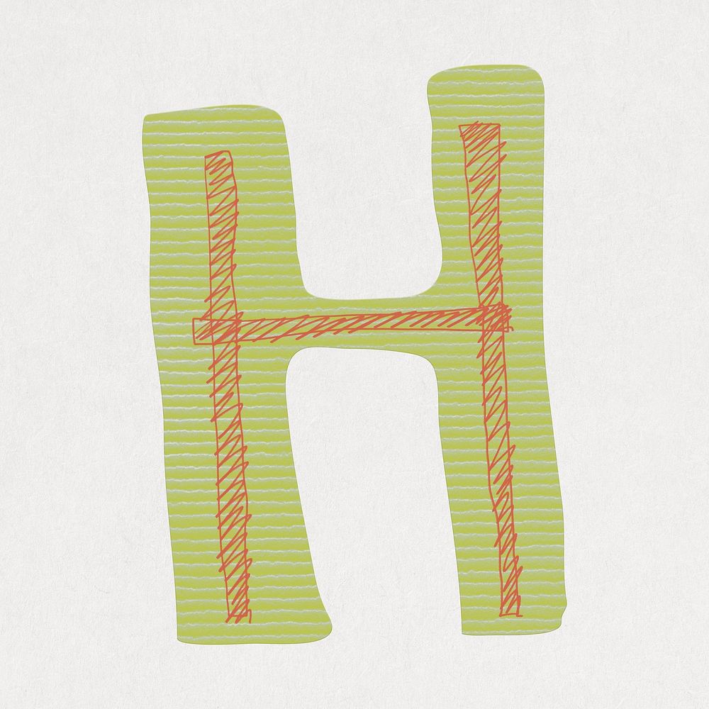 Letter H, cute paper cut alphabet illustration