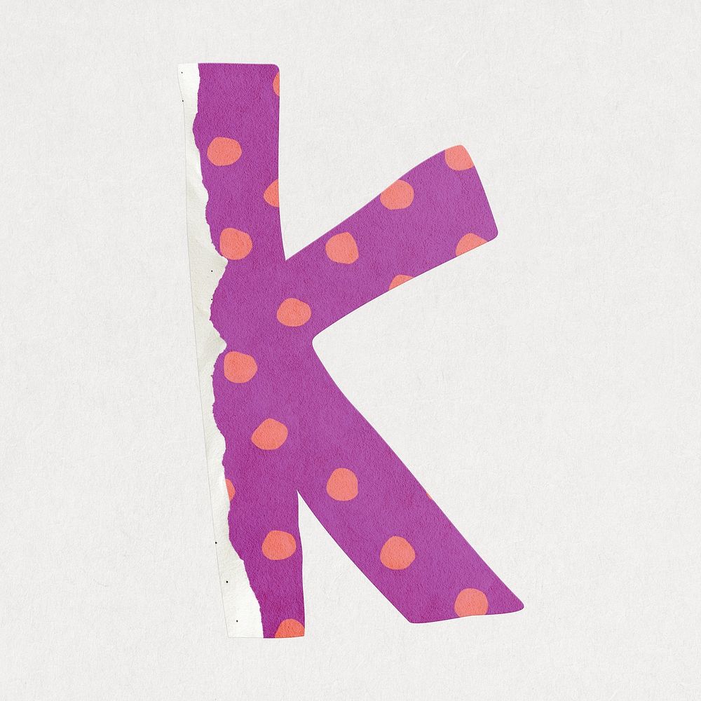 Letter K, cute paper cut alphabet illustration
