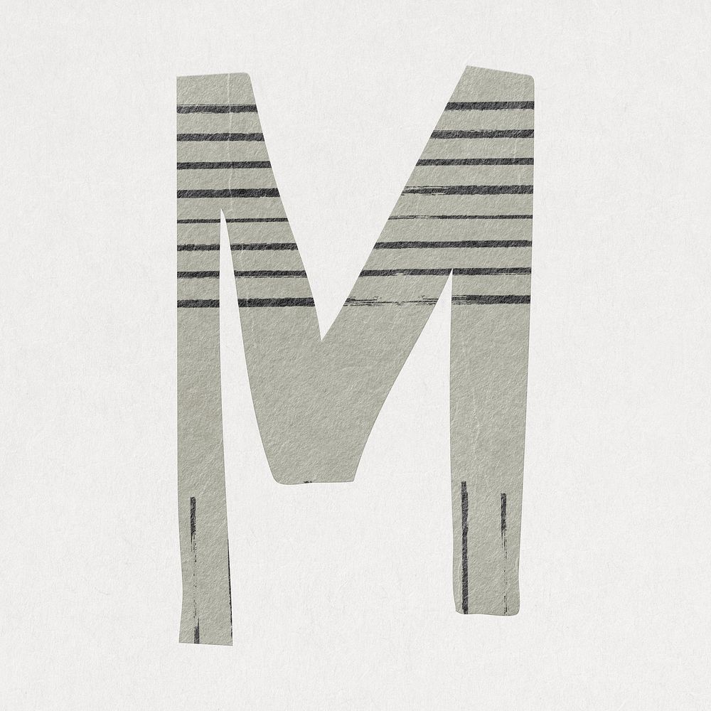 Letter M, cute paper cut alphabet illustration