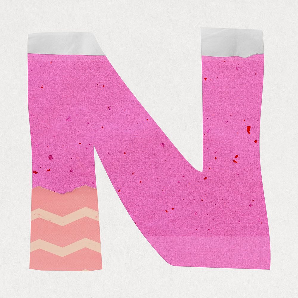 Letter N, cute paper cut alphabet illustration