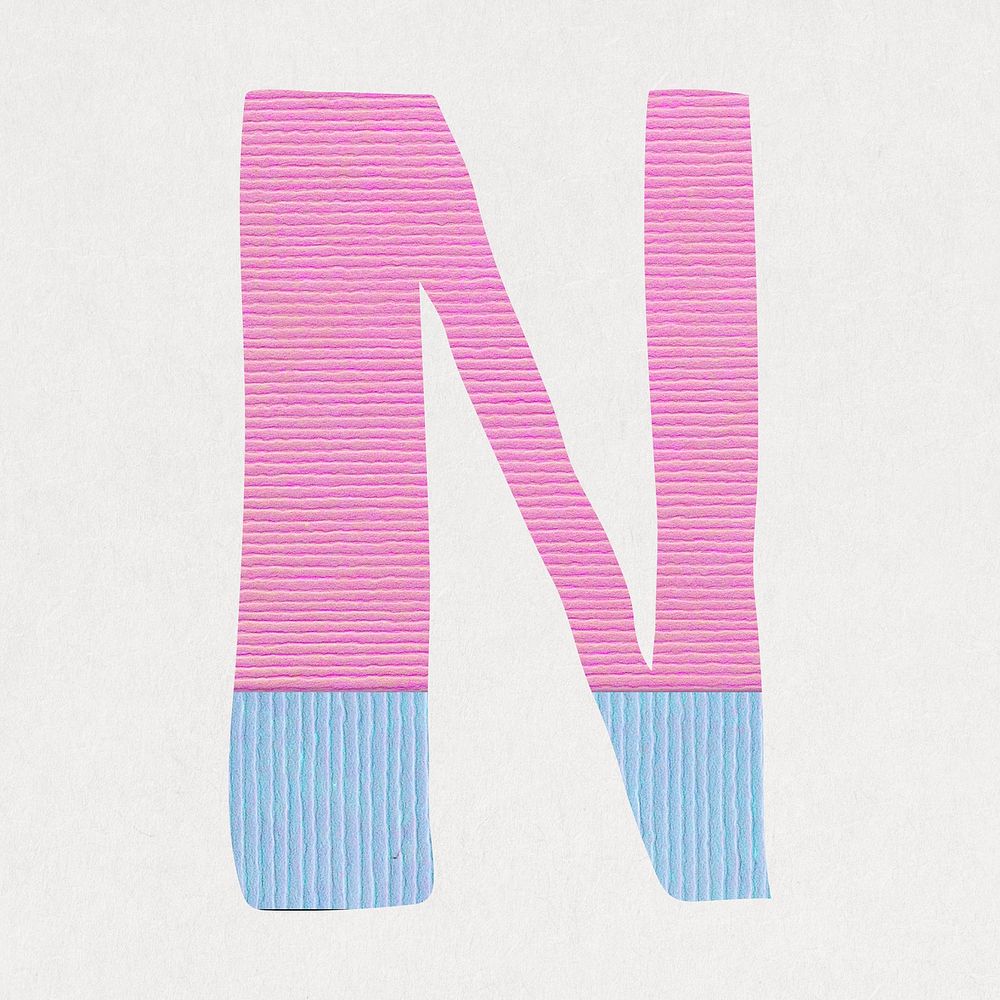 Letter N, cute paper cut alphabet illustration