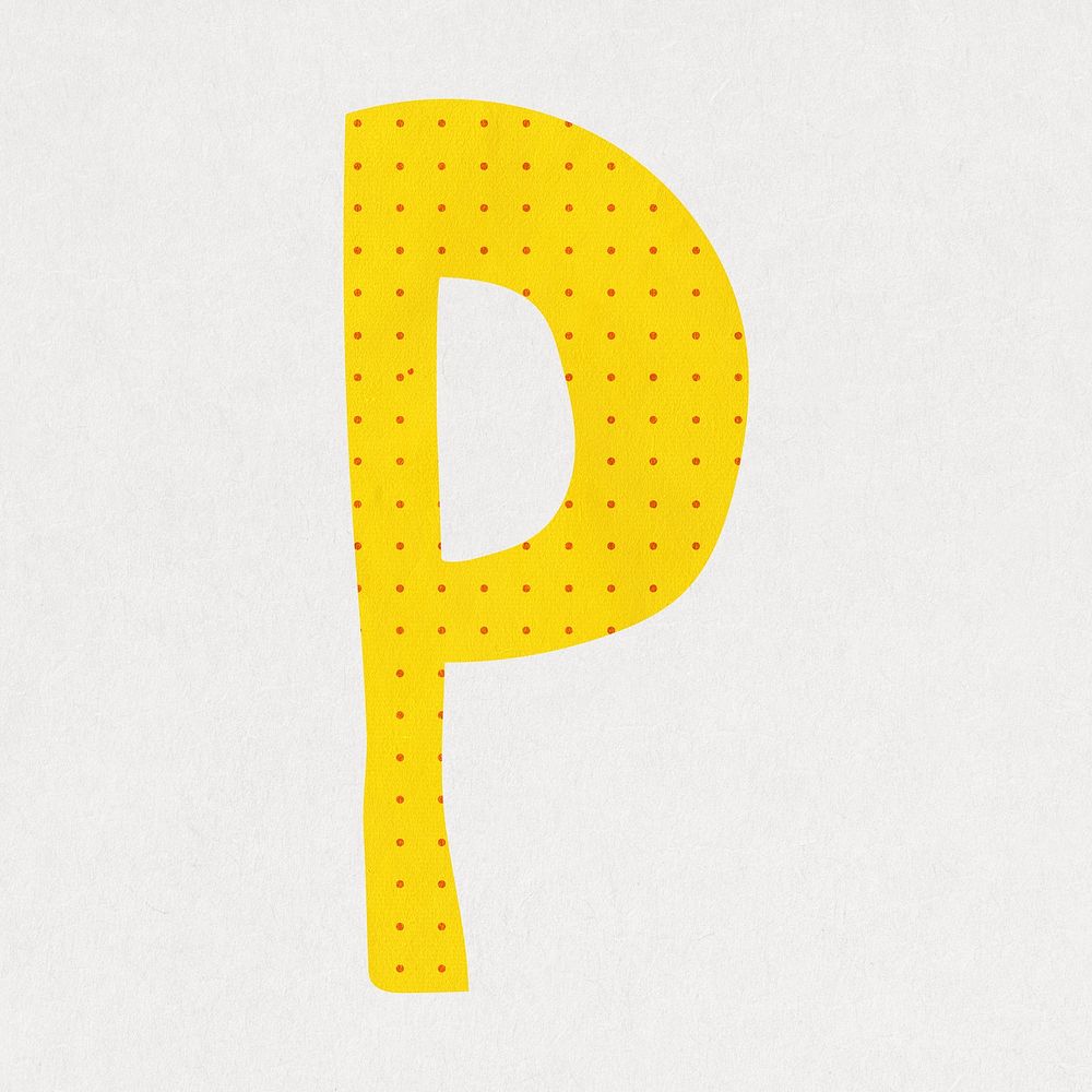 Letter P, cute paper cut alphabet illustration