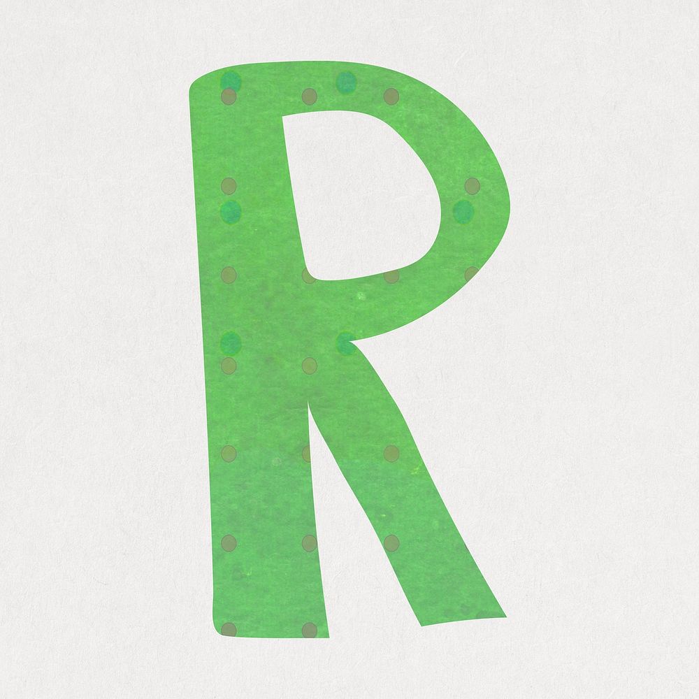 Letter R, cute paper cut alphabet illustration