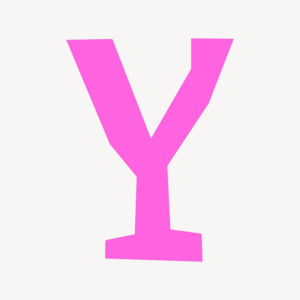 Letter Y in pink paper cut shape font illustration