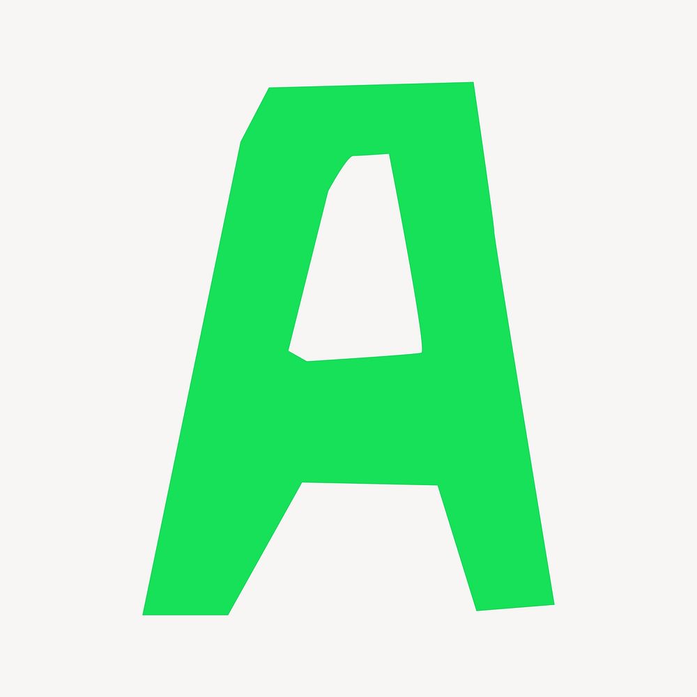 Letter A in green paper cut shape font illustration