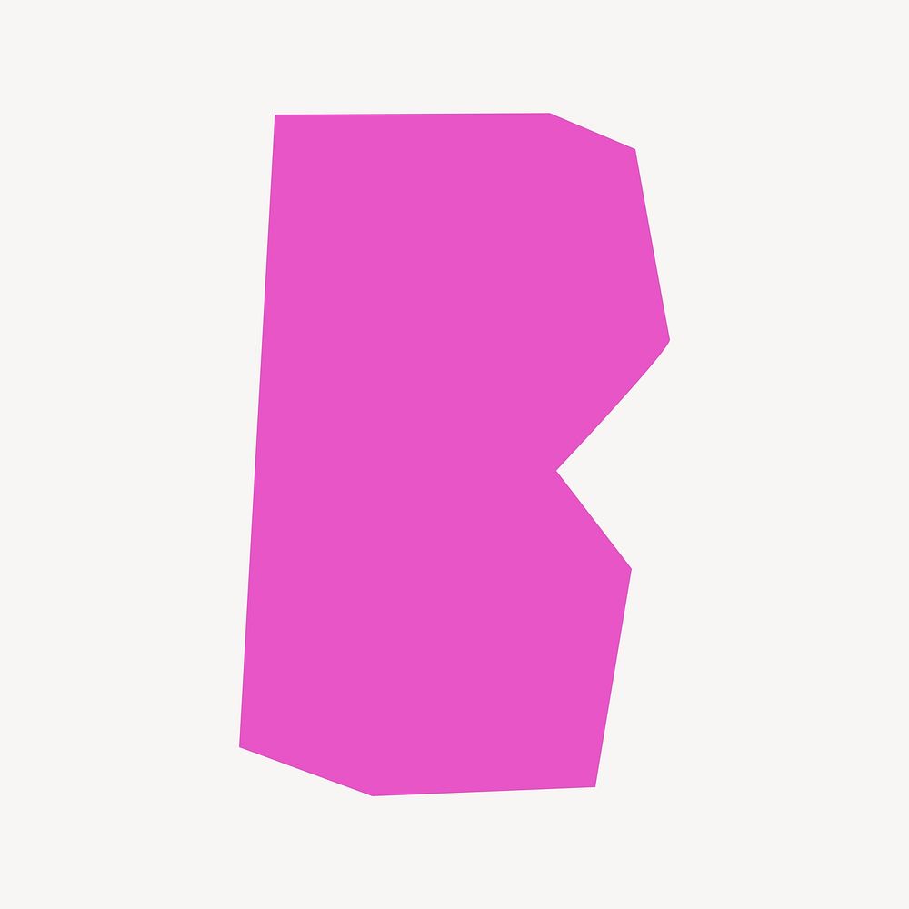Letter B in pink paper cut shape font illustration