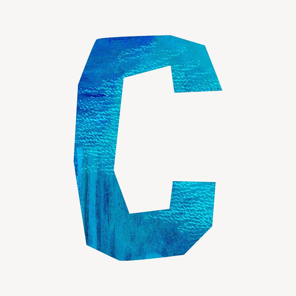 Letter C paper craft font illustration