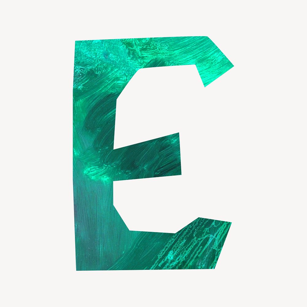 Letter E paper craft font illustration