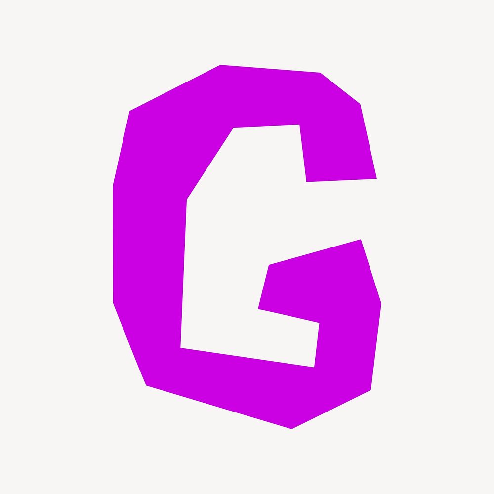 Letter G in purple paper cut shape font illustration