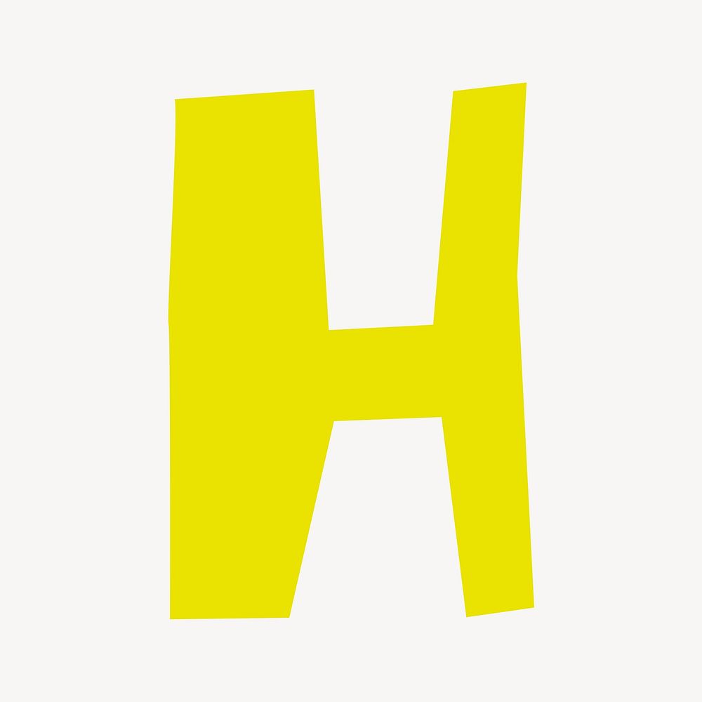 Letter H in yellow paper cut shape font illustration