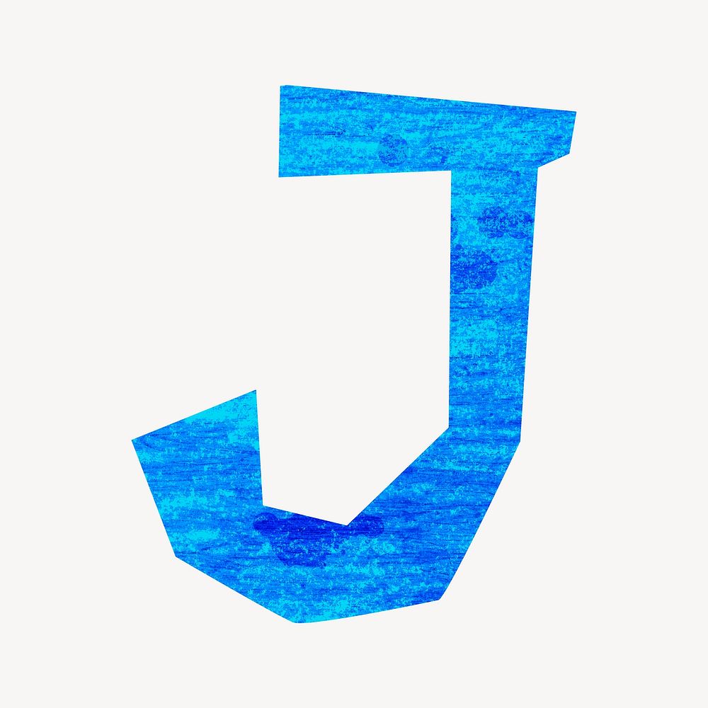 Letter J paper craft font illustration