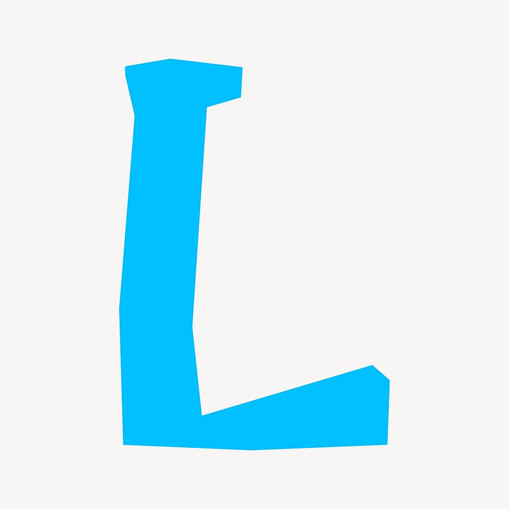 Letter L in blue paper cut shape font illustration