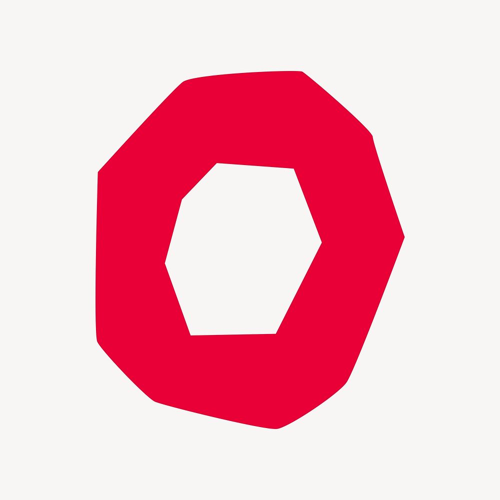 Letter O in red paper cut shape font illustration