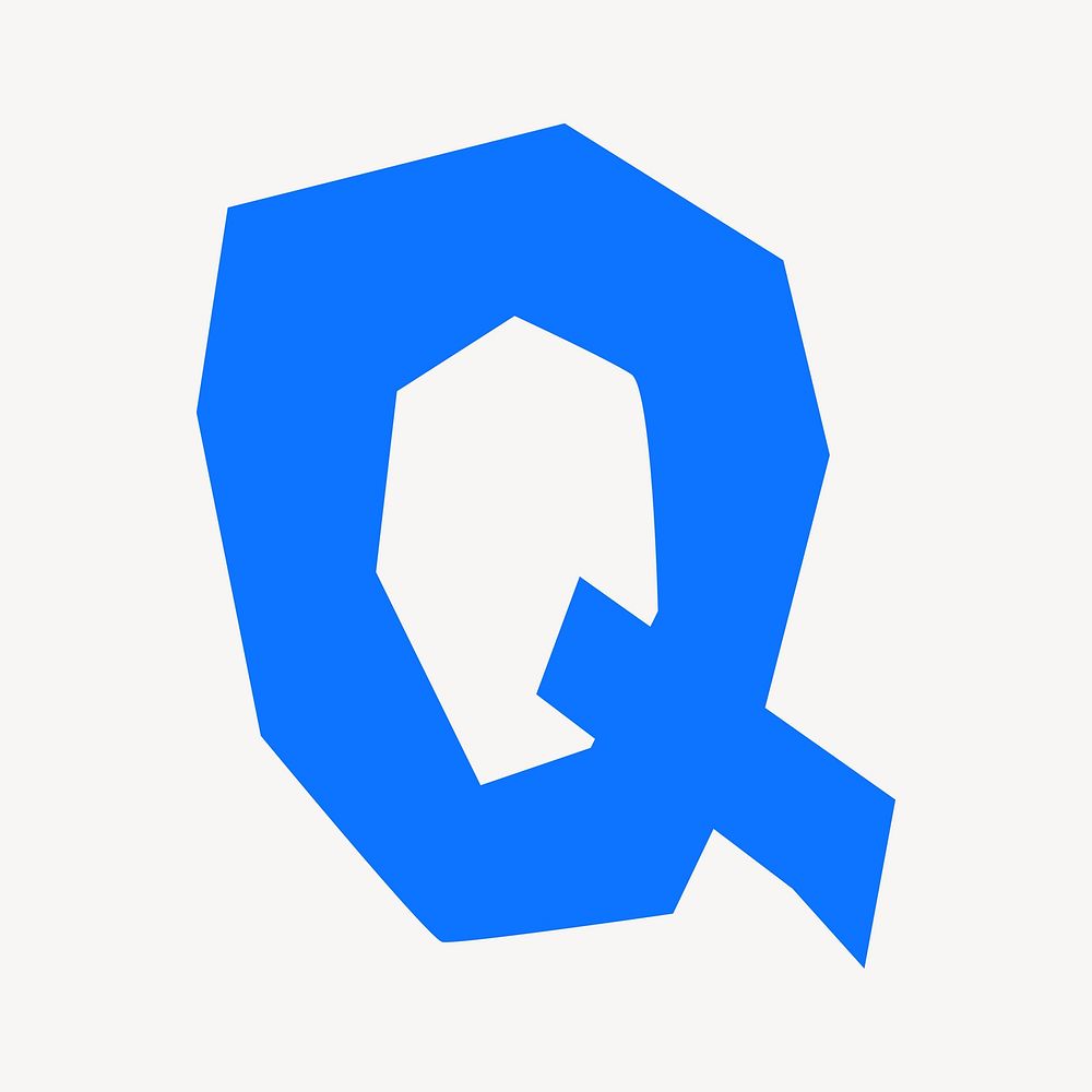 Letter Q in blue paper cut shape font illustration