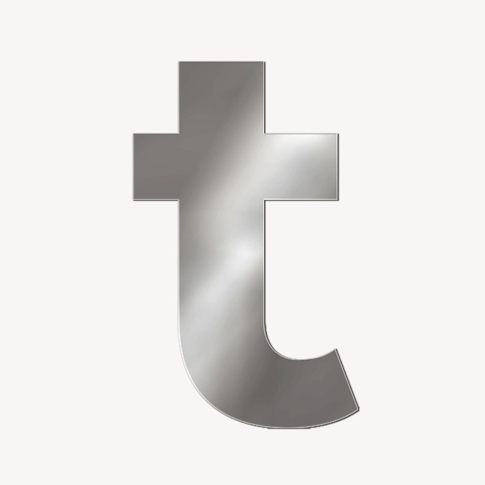 Simple alphabet t silver metallic font