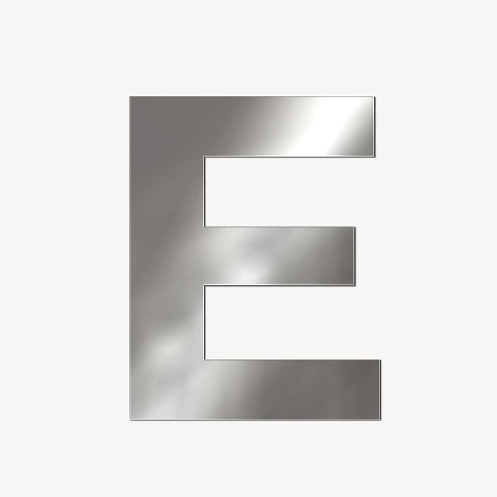 Simple alphabet e silver metallic font