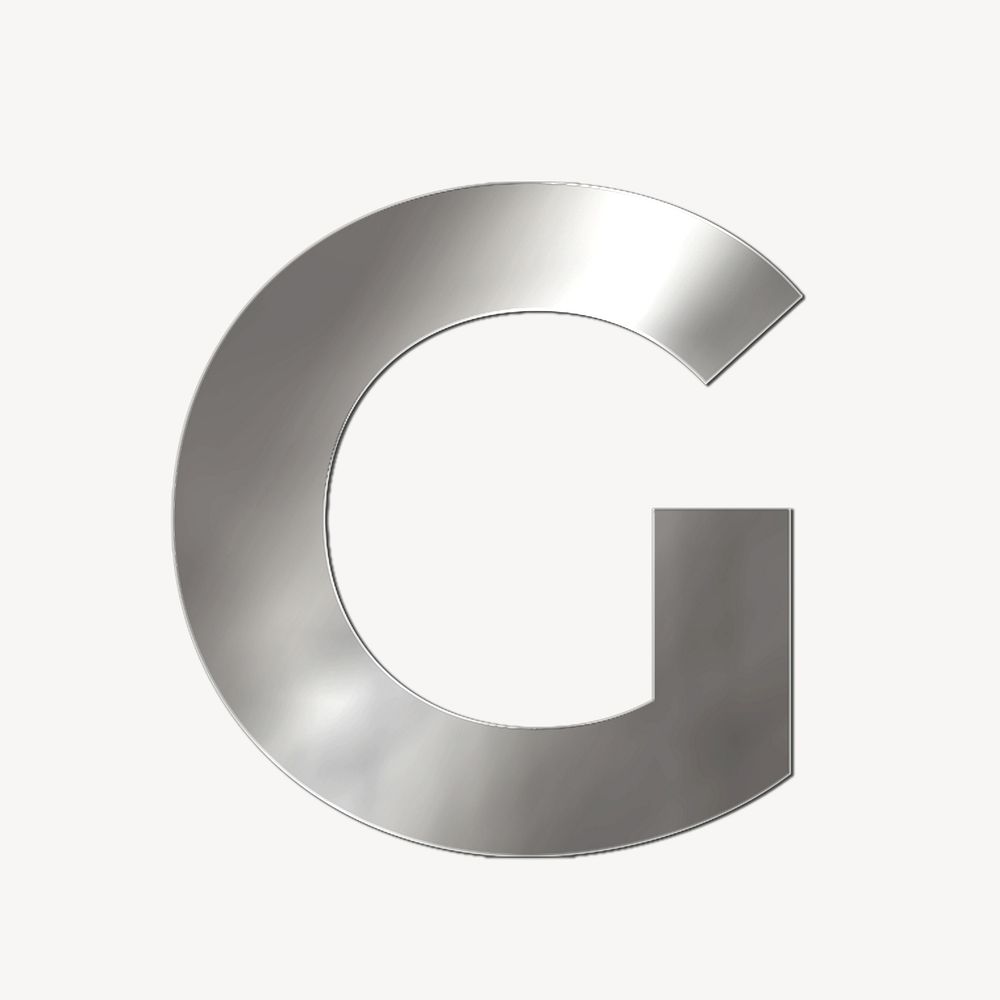 Simple alphabet g silver metallic font