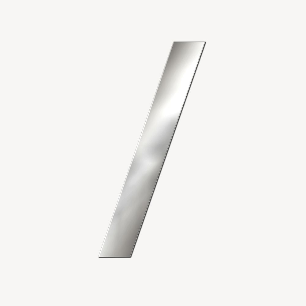 Simple slash symbol silver metallic font