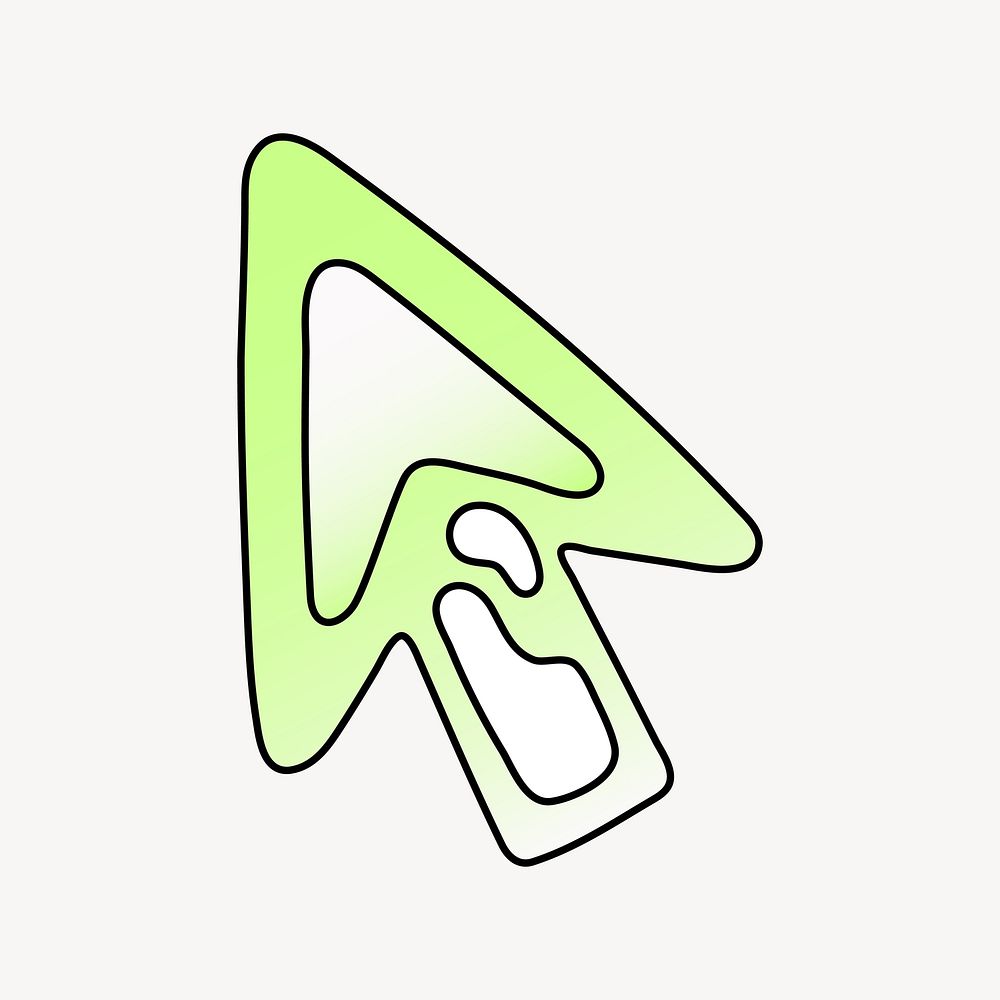 Arrow icon, funky lime green shape illustration