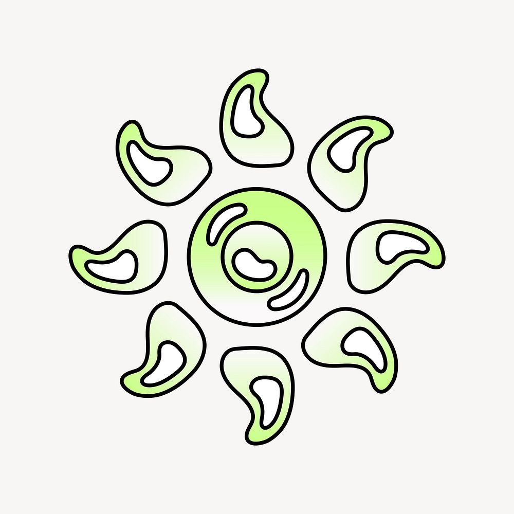 Sun icon, funky lime green shape illustration