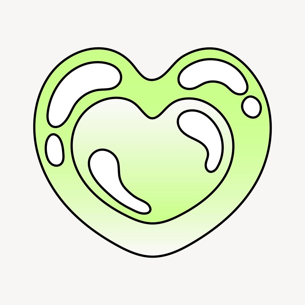 Heart icon, funky lime green shape illustration